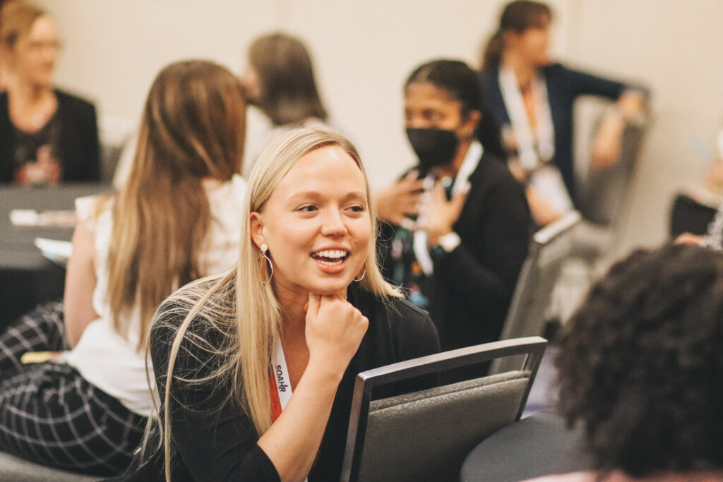 Woman listens intently